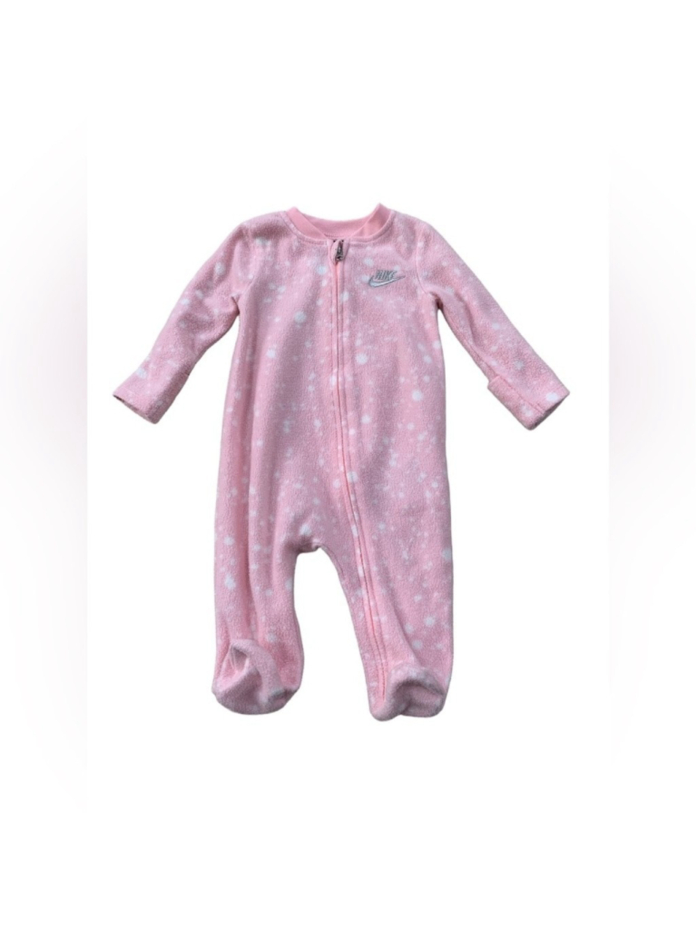 Nike Size 3 Months Pink Fleece Zip Sleeper Footie Pajamas